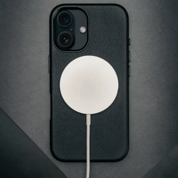 iPhone 16 Schlank Leder Bumper Hülle - Schwarz – Bild 2