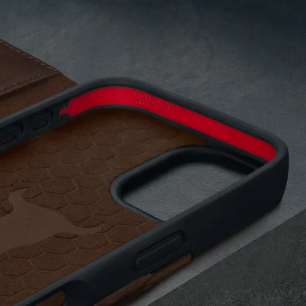iPhone 16 Lederhülle (mit Standfunktion und MagSafe Laden) - Dunkelbraun – Bild 5