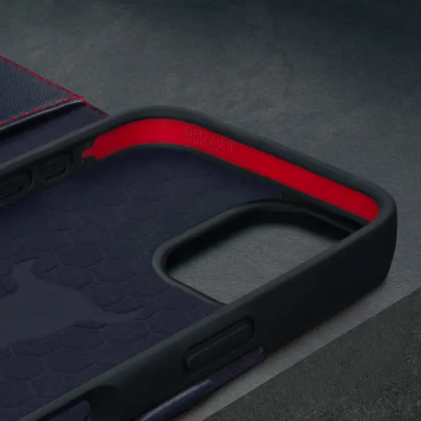 iPhone 16 Lederhülle (mit Standfunktion und MagSafe Laden) - Marineblau – Bild 5