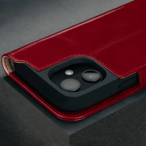 iPhone 16 Lederhülle (mit Standfunktion und MagSafe Laden) - Rot – Bild 4