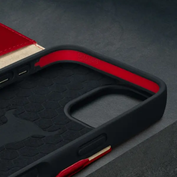 iPhone 16 Lederhülle (mit Standfunktion und MagSafe Laden) - Rot – Bild 5