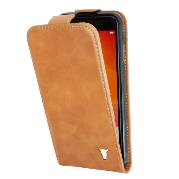 iPhone SE & iPhone 8/7 Leder Flip Hülle - Schwarz mit Rotem Detail – Bild 2