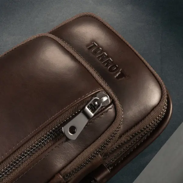 Umhängetasche fürs Handy aus Leder - Dunkelbraun – Bild 5