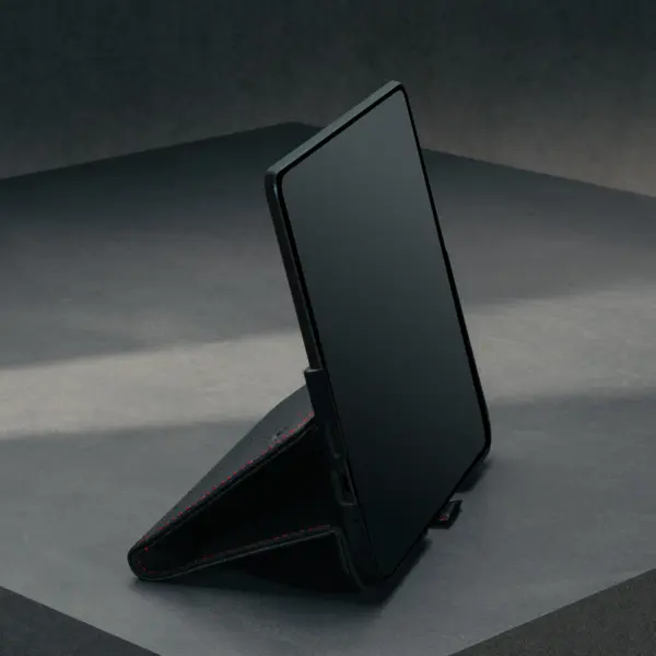 Google Pixel 9 Pro Fold Lederhülle - Schwarz mit Rotem Detail – Bild 2