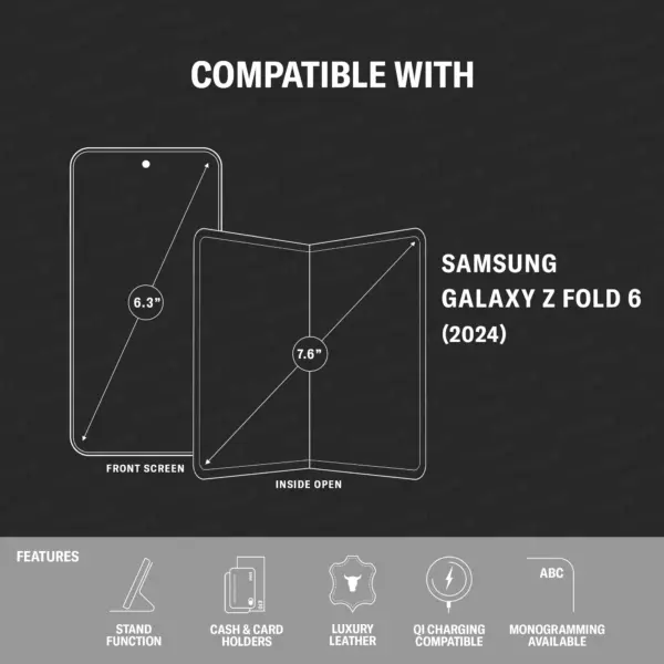 Galaxy Z Fold6 Lederhülle (mit Standfunktion) - Dunkelbraun – Bild 2