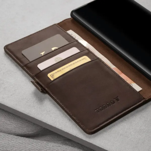 Samsung Galaxy S22 Ultra Lederhülle (mit Standfunktion) - Dunkelbraun – Bild 3