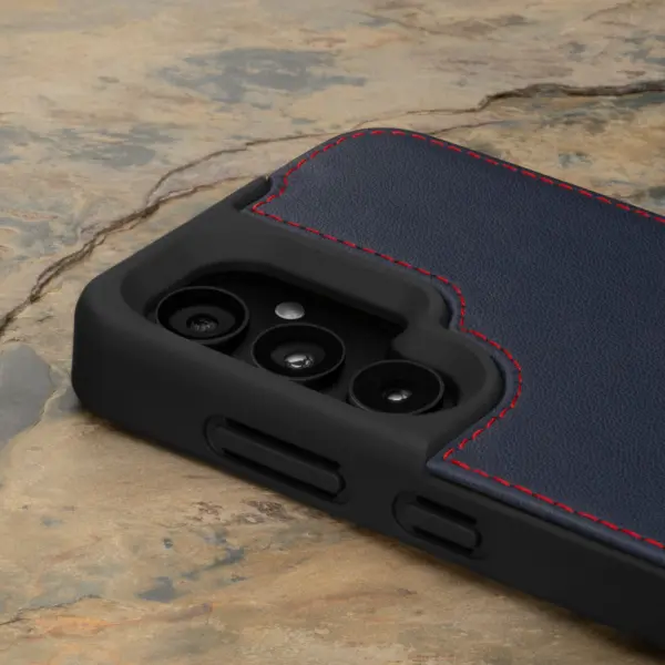 Galaxy S24 Leder Bumper Hülle - Marineblau – Bild 2