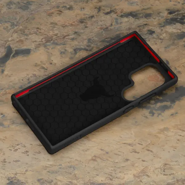 Galaxy S24 Ultra Leder Bumper Hülle - Schwarz mit Rotem Detail – Bild 4