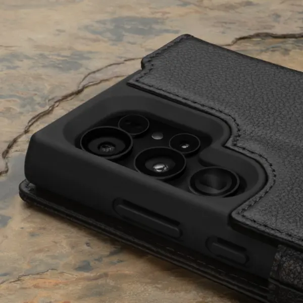 Galaxy S24 Ultra Lederhülle (mit Standfunktion) - Schwarz – Bild 4