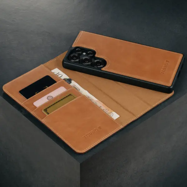 Abnehmbare Brieftaschenhülle für Galaxy S25 Ultra - Nubuck / Dunkelbraun – Bild 3