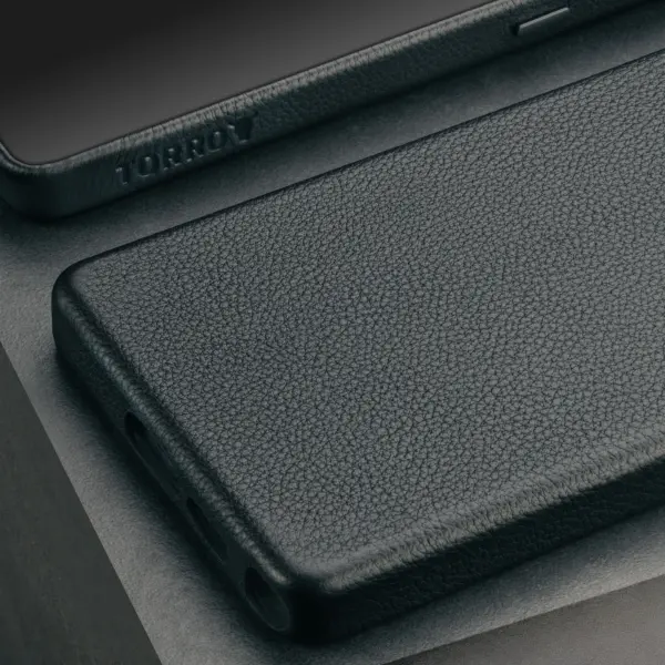 Galaxy S25 Ultra Leder Bumper Hülle (Qi2/MagSafe-Ladekompatibel) - Schwarz – Bild 5