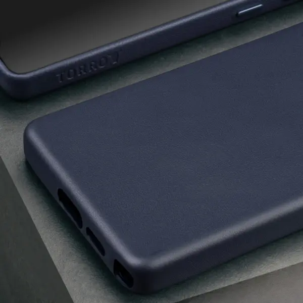 Galaxy S25 Ultra Leder Bumper Hülle (Qi2/MagSafe-Ladekompatibel) - Blau – Bild 5