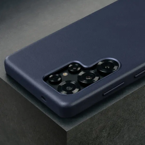 Galaxy S25 Ultra Leder Bumper Hülle (Qi2/MagSafe-Ladekompatibel) - Blau – Bild 3