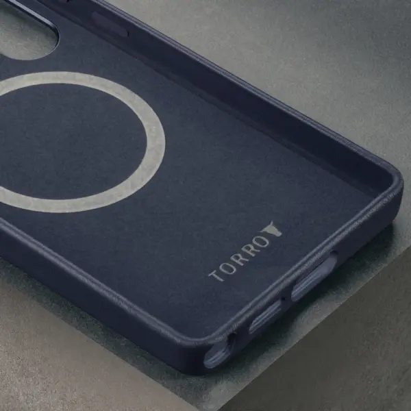 Galaxy S25 Ultra Leder Bumper Hülle (Qi2/MagSafe-Ladekompatibel) - Blau – Bild 4