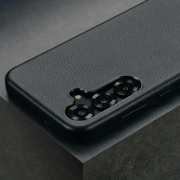 Galaxy S25+ Leder Bumper Hülle (Qi2/MagSafe-Ladekompatibel) - Schwarz – Bild 3