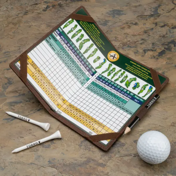 Leder-Golf-Scorecard-Halter - Dunkelbraun – Bild 3