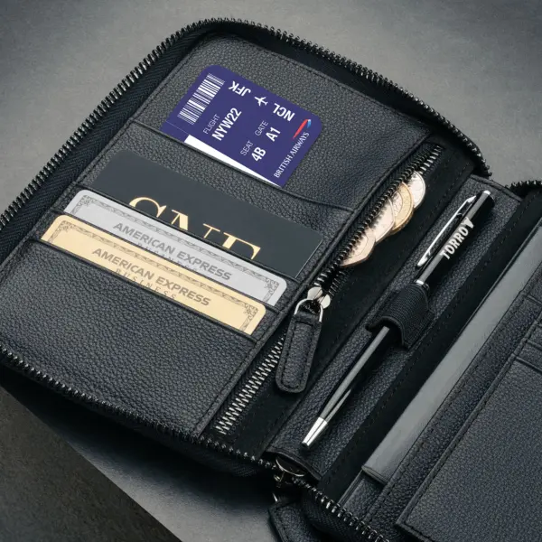 Reisebrieftasche aus Leder - Schwarz – Bild 5