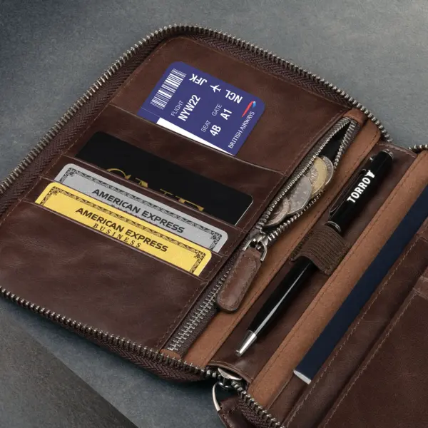 Reisebrieftasche aus Leder - Dunkelbraun – Bild 5