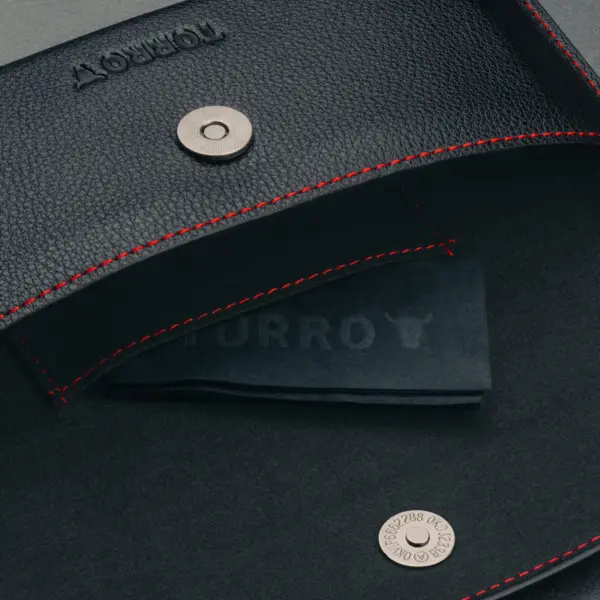 Sonnenbrillen Etui aus Leder - Schwarz mit Rotem Detail – Bild 5