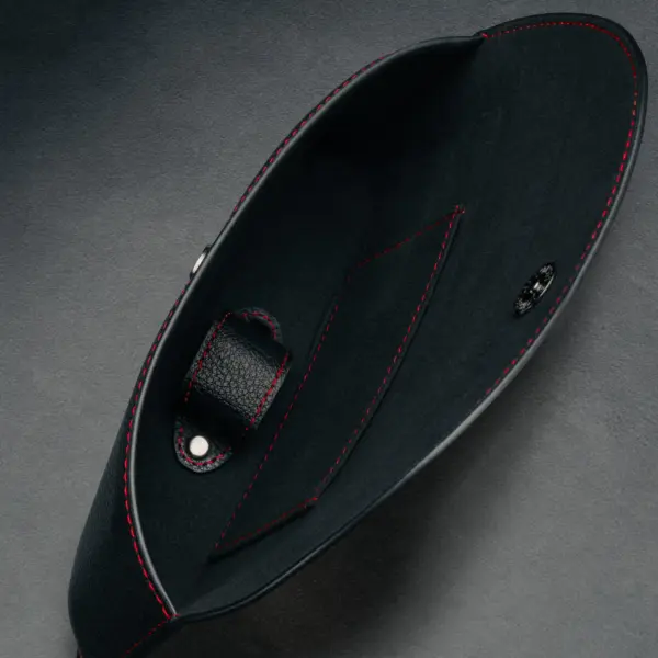 Sonnenbrillen Etui aus Leder - Schwarz mit Rotem Detail – Bild 3