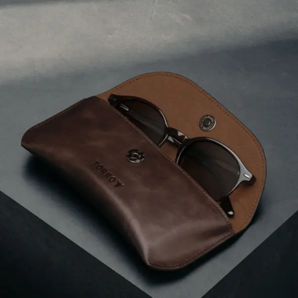 Sonnenbrillen Etui aus Leder - Dunkelbraun – Bild 2