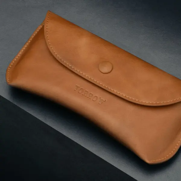 Sonnenbrillen Etui aus Leder - Hellbraun – Bild 4