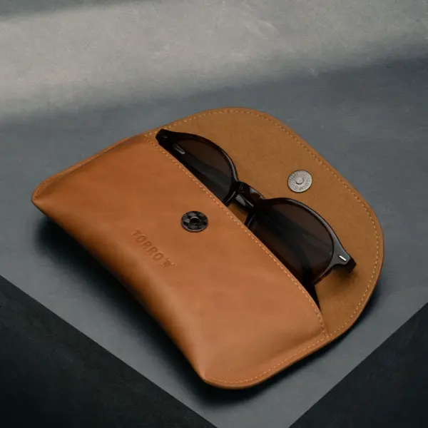 Sonnenbrillen Etui aus Leder - Hellbraun – Bild 2