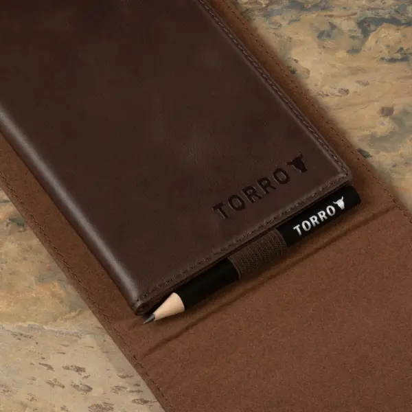 Leder-Golf-Scorecard-Halter und Yardage-Buch-Cover - Dunkelbraun – Bild 5
