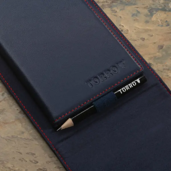 Leder-Golf-Scorecard-Halter und Yardage-Buch-Cover - Marineblau – Bild 5