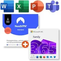 Microsoft 365 Family (Office-Apps inkl. Copilot-KI und 6TB Cloudspeicher) + NordVPN | Download & Produktschlüssel