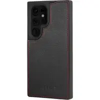 Galaxy S24 Ultra Leder Bumper Hülle - Schwarz mit Rotem Detail
