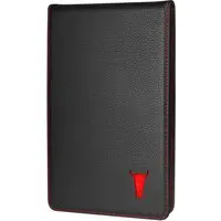 Leder-Golf-Scorecard-Halter und Yardage-Buch-Cover - Schwarz mit Rotem Detail