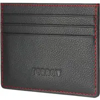Kreditkarten Halter aus Leder (für Bargeld und Karten) - Schwarz mit Rotem Detail