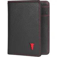 Lederbrieftasche (mit RFID-Schutz) - Schwarz mit Rotem Detail