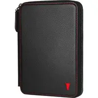 Reisebrieftasche aus Leder - Schwarz mit Rotem Detail