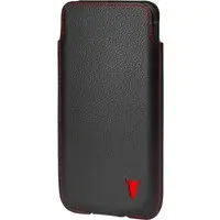 iPhone Ledertasche (6.1/6.3-Zoll) - Schwarz mit Rotem Detail