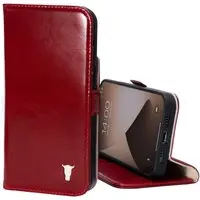 iPhone 14 Lederhülle (mit Standfunktion) - Rot