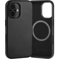 iPhone 16 Schlank Leder Bumper Hülle - Schwarz