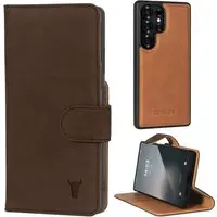 Abnehmbare Brieftaschenhülle für Galaxy S25 Ultra - Nubuck / Dunkelbraun