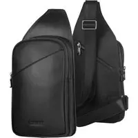 Slingtasche aus Leder - Schwarz