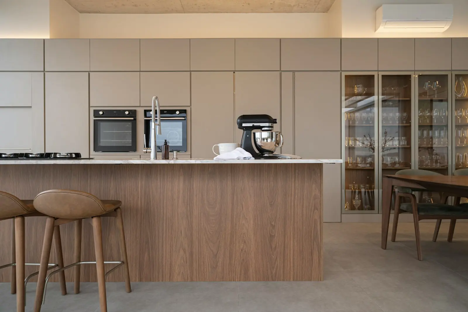 Modern kitchen with island and bar stools