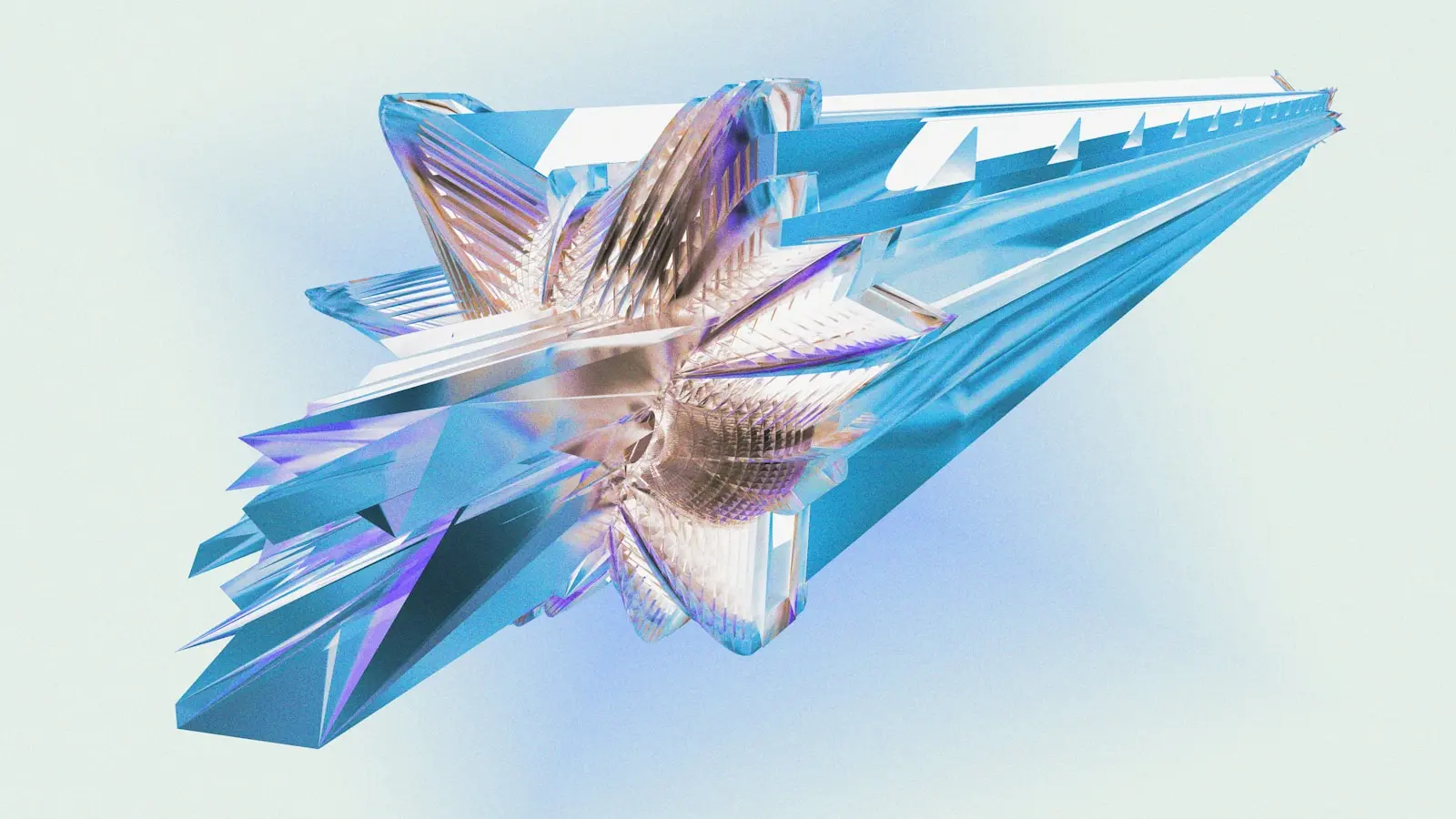 Abstract geometric sculpture with metallic and glass elements
