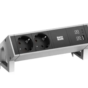 Bachmann DESK 2 - 2x Steckdose mit USB-C / USB-A Charger (902.901) Inox